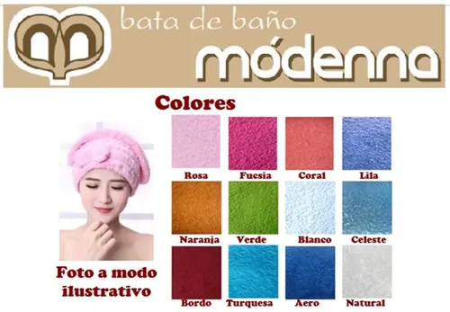 Cofia Turbante Gorro Moño Baño Toalla 100% Algodon Modenna