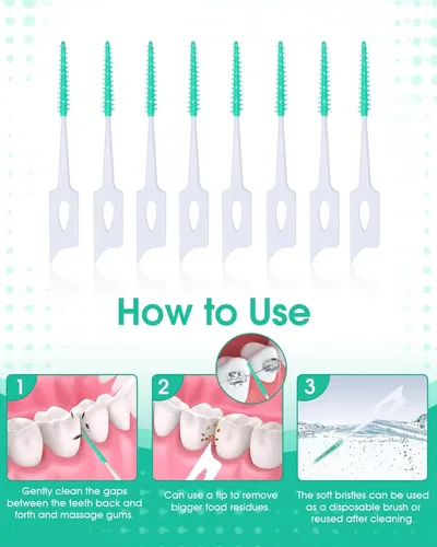 220 Palillos Dentales Verde Con Cepillo Interdental