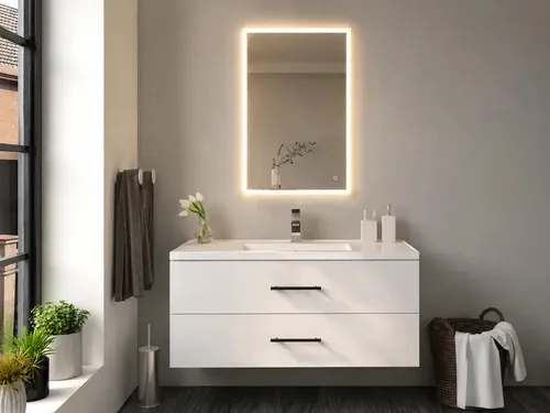 Espejo Para Baño Rectangular Led Táctil Dimerizable Rectangular
