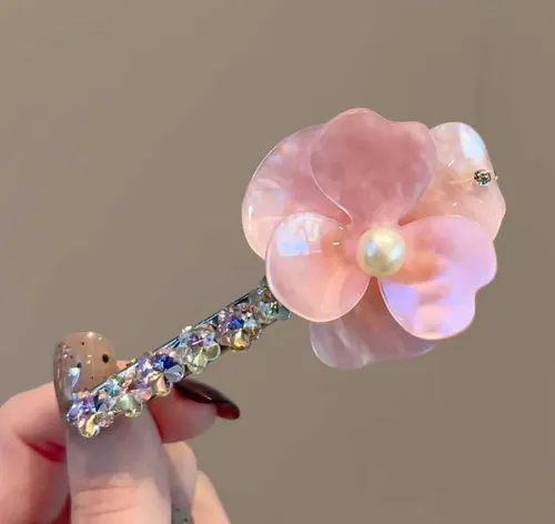 Pinza De Cabello Con Diseño Floral, Accesorio Femenino