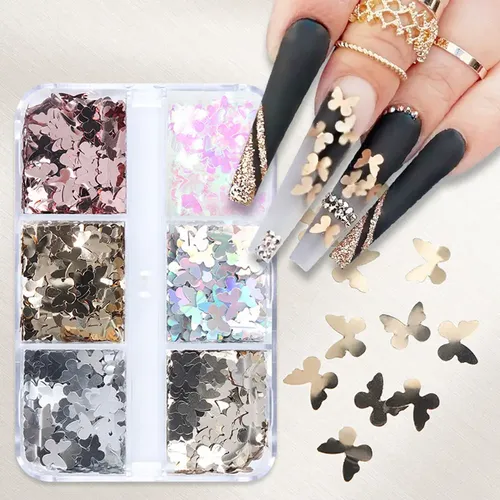 [ 6 Rejillas 3d For Uñas Con Forma De Mariposa, *