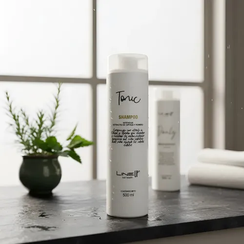 Shampoo Fortalecimiento Anticaída del Cabello Tonic Intensive con Ortiga y Romero que activan la Microcirculación Sanguínea, producto profesional, Botella x 500Mls Line Up