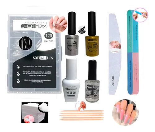 Kit Tips Soft Gel Cherimoya X120u Base Coat, Top Coat, Lima