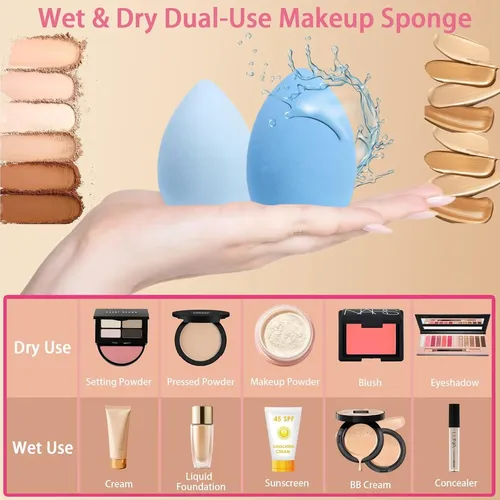 20pcs Pink Makeup Sponge Set With Storage Jar Latex-free