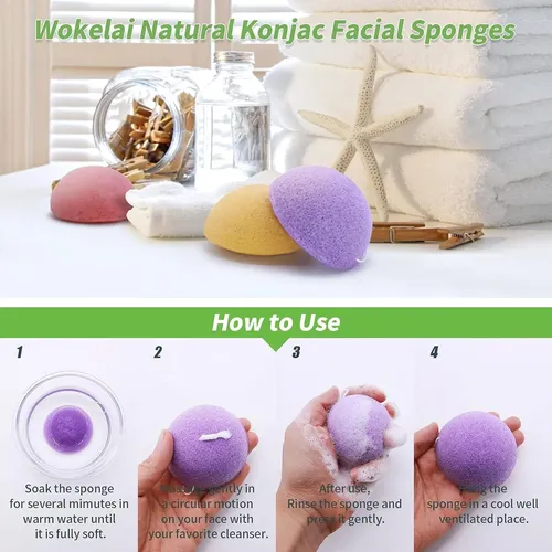 Conjunto De 6 Esponjas De Konjac Para Rostro Y Cuerpo
