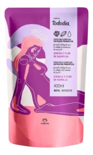 Crema corporal hidratante Tododia de Natura Refil, 400 ml, fragancia de ciruela y flor de vainilla