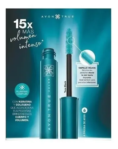Máscara de pestañas Avon Supershock Volume Max waterproof 9ml 10g color black 1 unidad