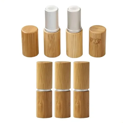 Envase De Bálsamo Labial Con Tubo De Lápiz Labial De Bambú V