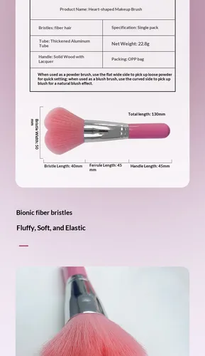 Uso De Brochas Faciales, Contornos Y Polvos Rosas En Forma D Pink Heart Brush
