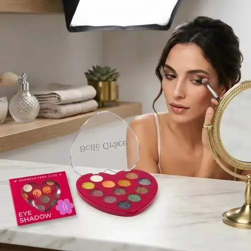 Sombra Ojos Brillante Tono 02 Paleta Corazon 12 Tonos Maquillaje Rostro Veoquiero