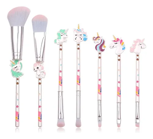 Brochas De Maquillaje Unicornio Set Polvo Y Sombras