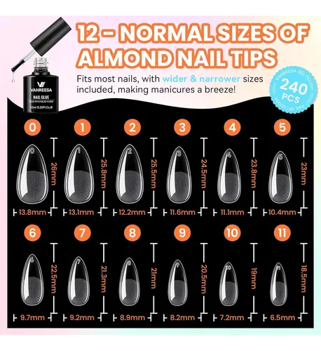 Kit Esmalte Gel Vanreesa 84 Pzs Luz Uv Tips Almendra