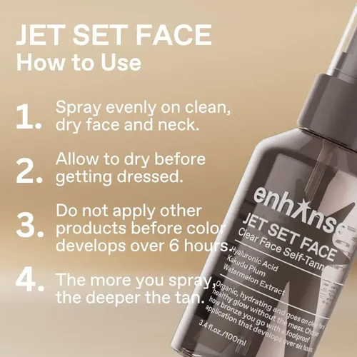 Spray Autobronceador Enhanse Jet Set Face Clear Para Hombre,