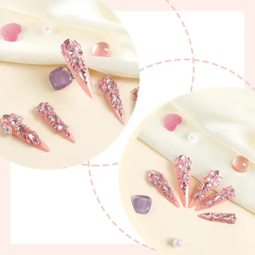 Uñas Postizas Largas Y Puntiagudas Con Incrustaciones De
