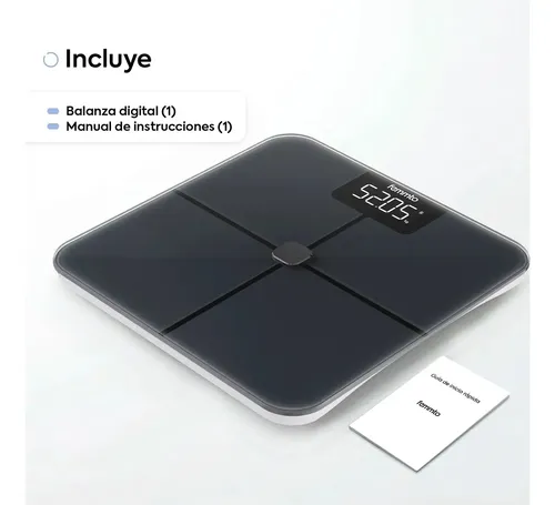 Balanza Digital Con Bluetooth Personal Minimalista Smart Bioimpedancia 4 Electrodos Invisibles Porcentaje Grasa Corporal Femmto