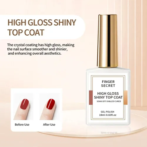 Top Coat Gel Brillo Alto Finger Secret 18 Ml