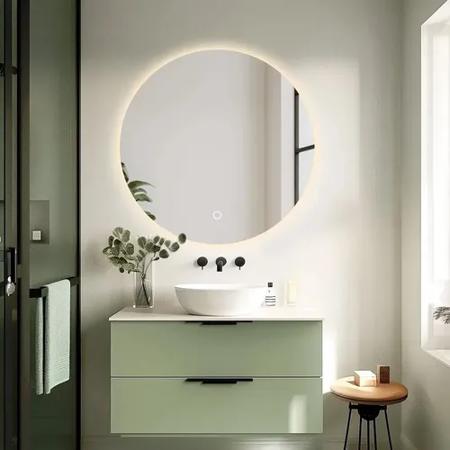 Espejo Moderno Digital Luz Led Redondo Baño Smart Touch 60cm