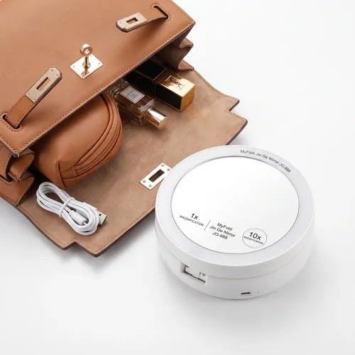 Espejo Doble Cara Luz Led Maquillaje Articulado Aumento Base