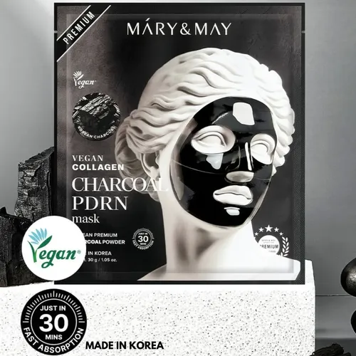 Mascarilla Gel Vegan Collagen Charcoal Pdrn Mask Mary&may