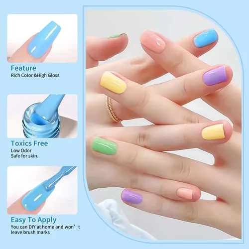 Conjunto De Esmalte En Gel Jr Macaron 9 Piezas Para Uñas