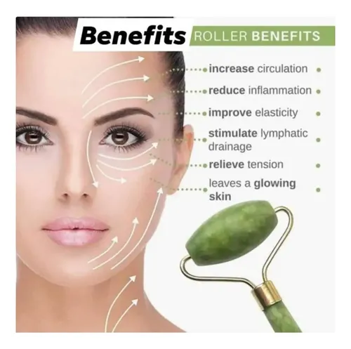 Rodillo Masajeador Facial Y Corporal De Jade Verde Danfula