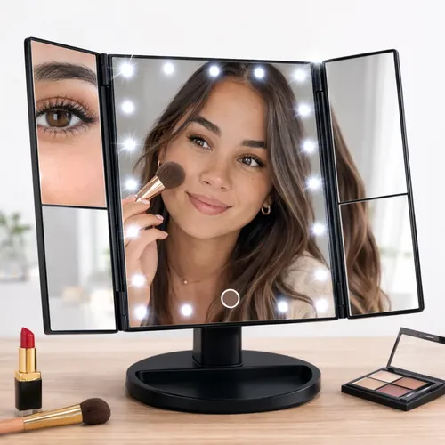 Espejo Led Plegable Con Aumento Para Maquillaje Y Skincare