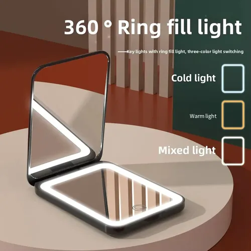 Espejo Cosmético Plegable Compact Vanity Con Luces De Mano
