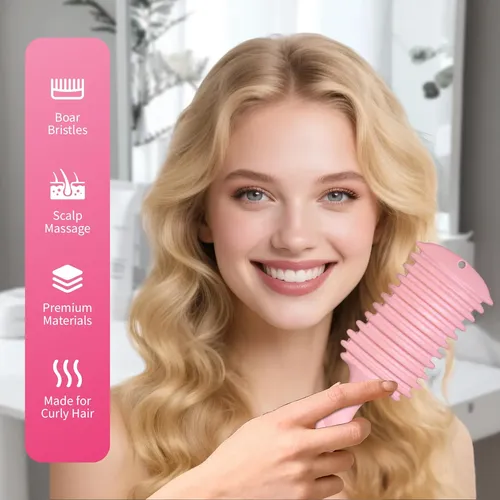 Cepillo De Pelo Luxumach Curly Hair Pink Vegan Bristle