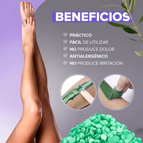 Kit De Depilación De 7 Bolsas De Cera De Color Rosa Lavanda