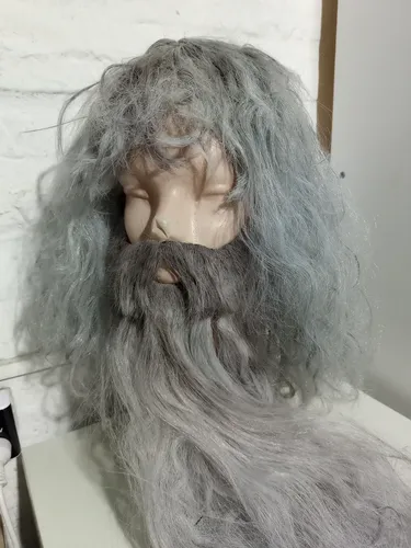 Peluca Y Barba Gris Matizada 40 Cm Cotillon La Parti Wigs