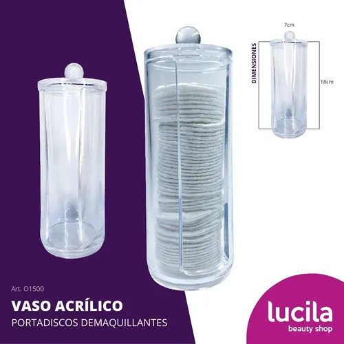 Vaso Acrílico Portademaquillantes Con Tapa Algodonero F500