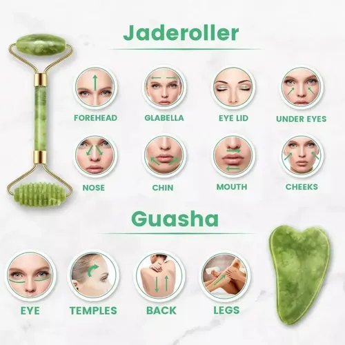 W. Kit De Rejuvenecimiento Facial Con Rodillo De Jade Gua C.