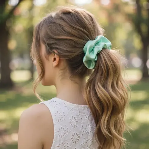 Scrunchies, Colitas De Pelo De Raso Antifrizz. Verde Aqua