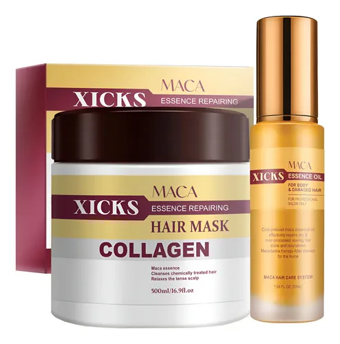 Set De Mascarilla Y Aceite Capilar Xicks Maca Collagen Repai