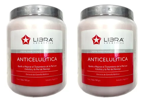 Crema Anticelulítica Libra Cosmética 980g Pack X2 Masajes