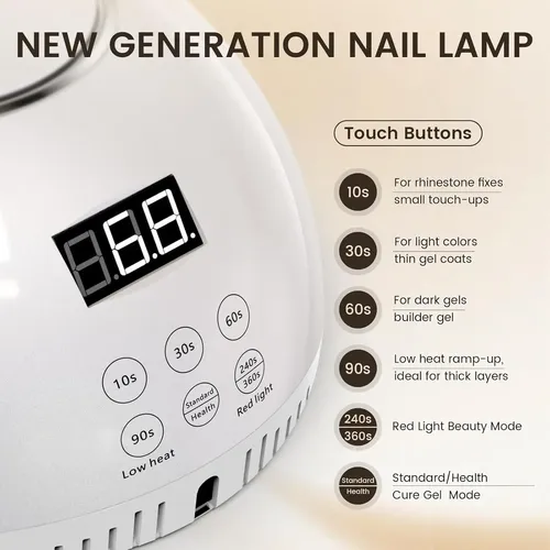 Lámpara Uv Led 54w Para Uñas Gel Con Sensor Y Temporizador