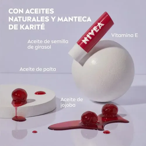Protector Labial Humectante Nivea Cherry Shine X3 Un