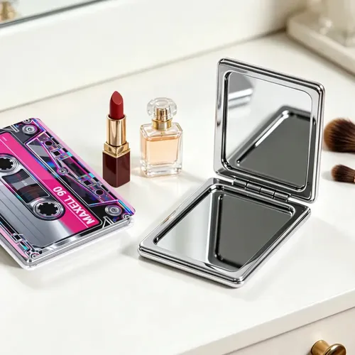 Miniespejo Plegable Portátil Con Aumento, Estilo Retro De Lo