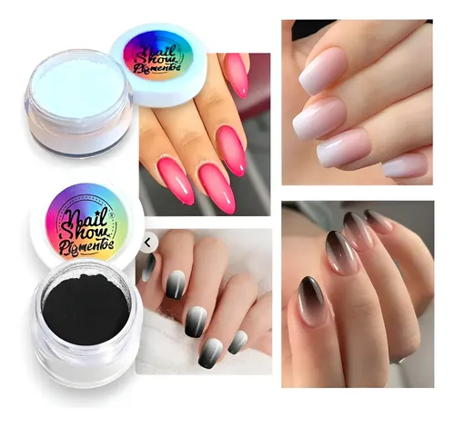 Polvo Pigmento Blanco Y Negro Mate Nail Show 3gr Pack X2