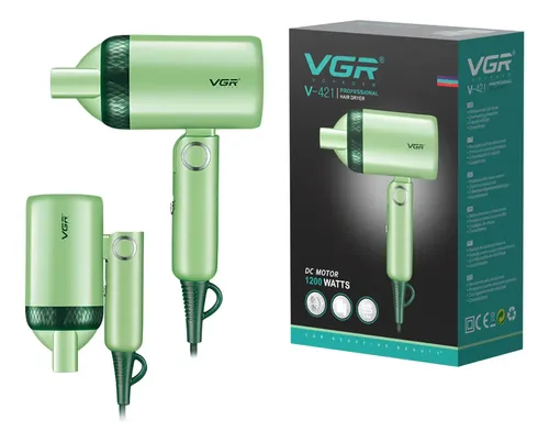 Secador De Pelo Plegable Viaje VGR V-421 1200W Compacto Verde Claro
