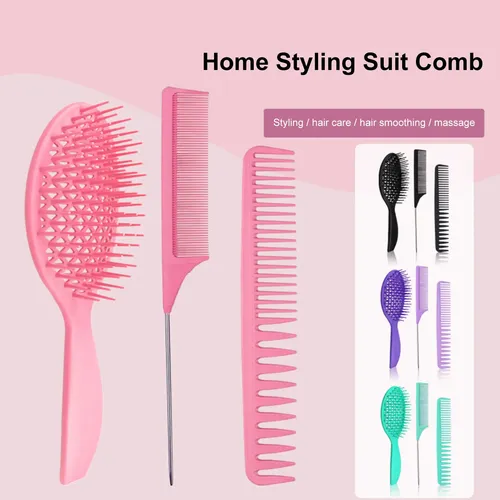 Set De Cepillos Para Cabello: Cepillo Y Peine Desenredantes