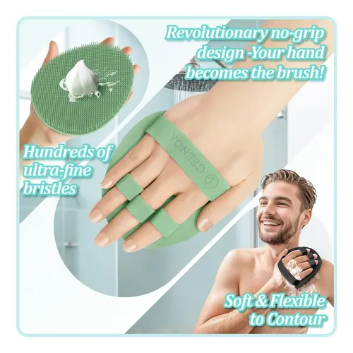 Set 4 Piezas Exfoliante Silicona Verde Para Baño Y Rostro
