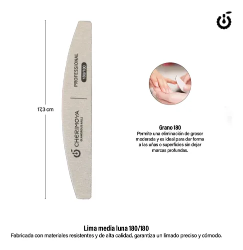 Lima Media Luna 180/180 Cherimoya Para Uñas Calidad Premium