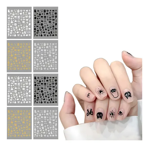 8pcs Pegatinas De Uñas De Gato De Dibujos Animados Para Muje
