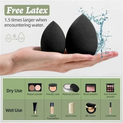 12 Unidades De Esponjas De Maquillaje Negras Para Base De Ma