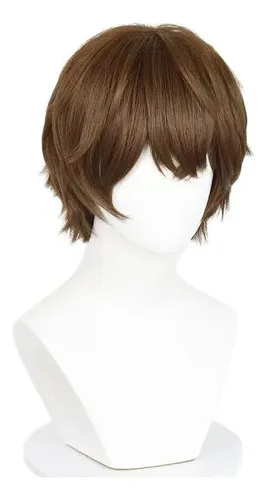 Peluca Para Cosplay De Anime, Pelo Corto, Marrón, Unisex