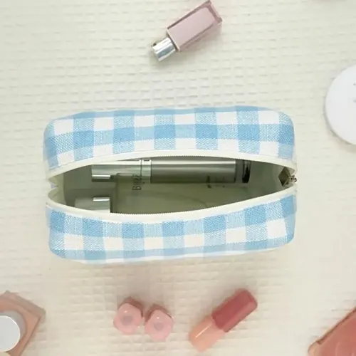 L~h Bolsa De Cosméticos A Cuadros De 1 Pieza, Bolsa De **