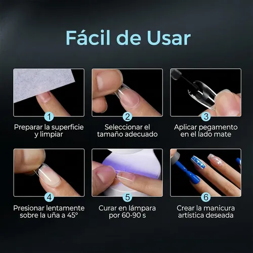 Uñas Tips Press On Mate Listos Esmaltado Fácil Uso 500u.