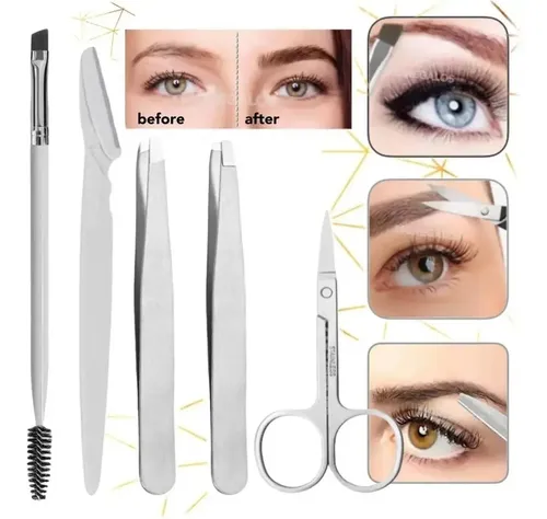 X5 Kit Inicial Depilación De Cejas Completo Perfilador Pinza
