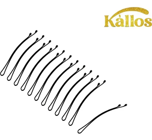 Paquete De 100 Horquillas Negras Curvas Kàllos 5.58cm